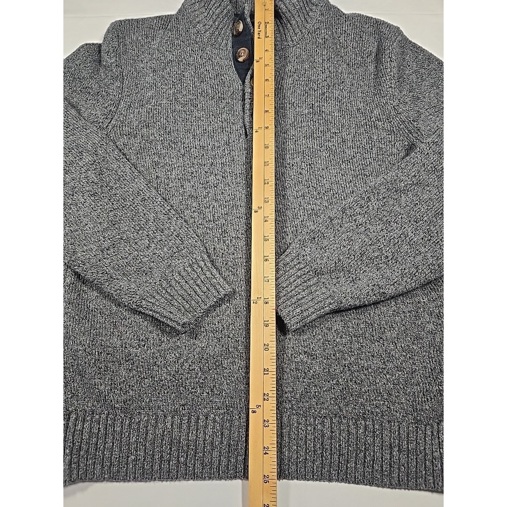 IZOD Mens Medium Sweater Pullover Long Sleeve Cable Knit Mock Neck Gray - Picture 3 of 9